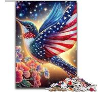 Puzzle da 1000 pezzi con colibrì e bandiera americana per adulti,per bambini dai 14 anni in su,giochi divertenti,attività divertenti a casa,regali di compleanno,regali da viaggio (dimensioni 26x38cm)