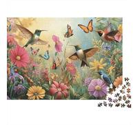 Puzzle da 1000 pezzi con colibrì e farfalle in giardino. Gioco educativo per adulti dai 12 anni in su, decorazione per la casa,ideale come regalo di compleanno. 52x38 cm. 000 pezzi.