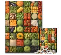 Puzzle da 1000 pezzi con collage di frutta e verdura, in legno, dal design intricato per adolescenti, decorazioni fai da te e divertimento per stimolare il cervello, 50x75cm