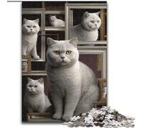Puzzle da 1000 pezzi con collage di gatti, in legno, 50x75cm, perfetto per adolescenti, per rafforzare i legami familiari, rompicapo e regalo fai da te per la casa