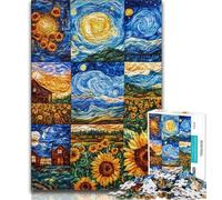 Puzzle da 1000 pezzi con collage di girasoli per adolescenti e adulti, sfida difficile antistress, migliora l'amore tra coppie, 38x26cm