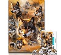 Puzzle da 1000 pezzi con collage di lupi, puzzle da 1000 pezzi per adulti e adolescenti, giocattoli, giochi educativi, antistress, migliora l'amore tra coppie, 26x38cm
