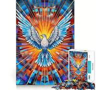Puzzle da 1000 pezzi con colomba della pace e vetrata artistica per adolescenti, un gioco che stimola la mente, rilassante e divertente, un oggetto da collezione (38x26cm)