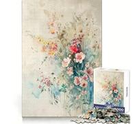 Puzzle da 1000 pezzi con composizione floreale ad acquerello per adolescenti, ideale per allenare la concentrazione, per un divertimento senza fine e per un regalo perfetto (38x52cm)