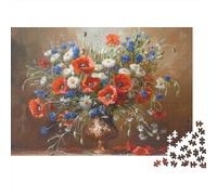 Puzzle da 1000 pezzi con composizione floreale estiva, vibrante campo di papaveri, gioco educativo per adulti, bellissima decorazione, difficile e stimolante, regalo di compleanno. 38x26cm/1000pcs