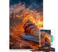 Puzzle da 1000 pezzi con conchiglie al tramonto e onde, ideale per adulti, per stimolare la mente e far divertire tutta la famiglia Taglio di precisione, un regalo perfetto (50x75cm)
