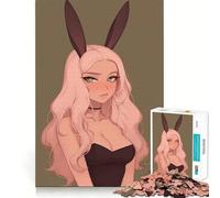 Puzzle da 1000 pezzi con coniglietta dai capelli rosa, ideale per adolescenti, gioco di logica, divertimento al chiuso, bordi precisi, pezzo da collezione 50x75cm