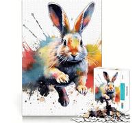 Puzzle da 1000 pezzi con coniglietto ad acquerello per adulti e ragazzi, gioco di logica solido, divertente e silenzioso, taglio di precisione, Babbo Natale, scegli il tuo desiderio (38x52cm)