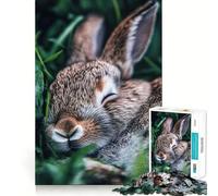 Puzzle da 1000 pezzi con coniglietto addormentato nell'erba, ideale per adolescenti, per migliorare la memoria, rilassare la mente e creare opere d'arte nitide 38x26cm