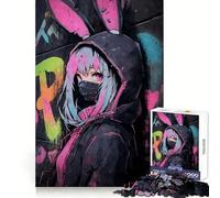 Puzzle da 1000 pezzi con coniglietto anime e graffiti per adulti ideale per lo sviluppo delle capacità cognitive il relax e il divertimento con chiusura a scatto un'elegante idea regalo per Natale