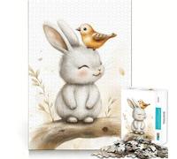 Puzzle da 1000 pezzi con coniglietto e uccellino amici,incastro perfetto,gioco stimolante per la mente,ideale per il relax e come decorazione natalizia da parete (50x75cm)