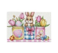 Puzzle da 1000 pezzi con coniglietto pasquale e fiori primaverili per adulti puzzle in legno per adulti regali decorazioni per la casa
