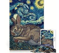 Puzzle da 1000 pezzi con coniglio addormentato e tema Notte stellata, ideale per adulti Gioco di logica e svago, perfetto per la casa Taglio preciso, regalo perfetto 50x75cm