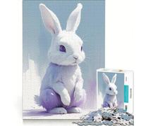 Puzzle da 1000 pezzi con coniglio bianco gioco rilassante antistress regalo per amici e familiari 38x26cm