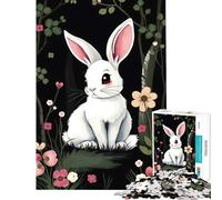 Puzzle da 1000 pezzi con coniglio bianco nella foresta Gioco avvincente per coltivare la pazienza rilassante stimolante per l'analisi e la logica Un'opera d'arte da regalare (dimensioni 38x52cm)