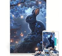 Puzzle da 1000 pezzi con coniglio blu in un giardino giapponese, giocattolo educativo, divertente antistress, per rafforzare l'amore tra le coppie 38x26cm