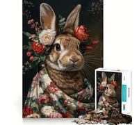 Puzzle da 1000 pezzi con coniglio e fiori per ragazzi, ideale per migliorare la memoria, per un relax informale e per esporre opere d'arte dai tagli netti (50x75cm)