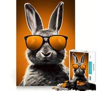 Puzzle da 1000 pezzi con coniglio e occhiali da sole, ideale per adulti, gioco di logica antistress, taglio di precisione, regalo per le festività (50x75cm)
