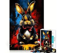 Puzzle da 1000 pezzi con coniglio e papillon per adolescenti, gioco per esercitare la mente, design rilassante, assemblaggio, regalo prezioso (50x75cm)