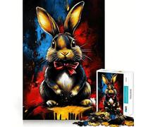 Puzzle da 1000 pezzi con coniglio e papillon per adolescenti Puzzle che migliora la memoria, rilassante e compatto, ideale come regalo festivo (38x26cm)