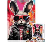 Puzzle da 1000 pezzi con coniglio hipster giocattolo educativo di street art ottimo regalo per gioco educativo adatto per la decorazione del desktop dimensioni 38x52cm