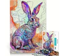Puzzle da 1000 pezzi con coniglio, ideale per adulti, stimola l'intelletto, favorisce il relax e il riposo Taglio preciso Articolo perfetto per i desideri di Babbo Natale (50x75cm)