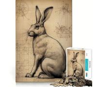 Puzzle da 1000 pezzi con coniglio in stile Da Vinci per ragazzi, ideale per stimolare la mente, rilassare e fuggire dalla routine, con bordi precisi (38x52cm)