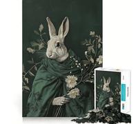 Puzzle da 1000 pezzi con coniglio nel giardino botanico, ideale per adulti, un gioco rilassante e stimolante per la mente (38x52cm) Un regalo perfetto
