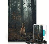 Puzzle da 1000 pezzi con coniglio nella foresta nebbiosa per adulti, ideale per stimolare la mente e il divertimento, con bordi di alta qualità e un'opera d'arte da collezione (38x26cm)