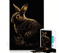 Puzzle da 1000 pezzi con coniglio, oro e nero, per adolescenti Il puzzle migliora la memoria, è rilassante e compatto, ideale come regalo festivo (38x26cm)