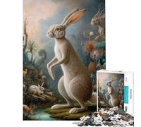Puzzle da 1000 pezzi con coniglio surreale in stile safari gioco divertente che stimola l'intelligenza e crea dipendenza ideale come regalo per donne e uomini divertente e umoristico (38x52cm)