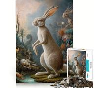 Puzzle da 1000 pezzi con coniglio surreale per ragazzi, ideale per il safari, stimola la memoria, rilassa e migliora la memoria Bordo preciso 50x75cm