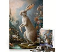 Puzzle da 1000 pezzi con coniglio surreale per ragazzi, ideale per il safari, stimola la memoria, rilassa e migliora la memoria Bordo preciso 50x75cm
