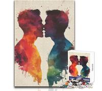 Puzzle da 1000 pezzi con coppia di acquerelli e bacio, giocattolo, gioco intellettuale, educativo, regalo per compleanni, dimensioni 38x52cm