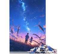 Puzzle da 1000 pezzi con coppia di anime e paesaggio, interessante per ridurre lo stress, ideale per bambini dai 12 anni in su, 1000 pezzi (75x50 cm)