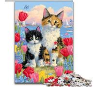 Puzzle da 1000 pezzi con coppia di gatti, aiuta il cervello a esercitare i giocattoli avvincenti per coltivare la pazienza, decorazione perfetta (dimensioni 50x75cm)
