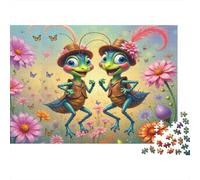 Puzzle da 1000 pezzi con coppia di grilli dei cartoni animati e due lucertole danzanti, gioco educativo per adulti, decorazione per la casa, sfida ad alta difficoltà, compleanno, 70x50 cm