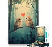 Puzzle da 1000 pezzi con coppia di gufi innamorati, ideale per adolescenti Gioco di logica, leggero e rilassante, con taglio perfetto e regalo perfetto (38x52cm)