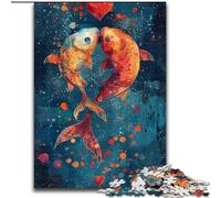 Puzzle da 1000 pezzi con coppia di koi, puzzle per adulti, rompicapo fai da te impegnativo, gioco interattivo per famiglie (dimensioni 50x75cm)