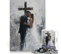 Puzzle da 1000 pezzi con coppia di sposi sotto una croce, ideale per adolescenti, per allenare la memoria, rilassare la mente e divertirsi Incastro perfetto, perfetto per Natale (38x26cm)