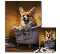 Puzzle da 1000 pezzi con Corgi che legge il giornale, rilassante e divertente, perfetto regalo di Natale e decorazione per la casa, 26X38CM/10,23x14,96 pollici.