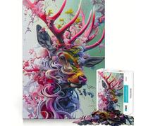 Puzzle da 1000 pezzi con corna di cervo rosa per adulti, gioco per allenare la mente, divertimento per tutta la famiglia, taglio di precisione, regalo adorabile (50x75cm)