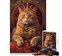 Puzzle da 1000 pezzi con corona e trono della regina dei gatti per adolescenti,ideale per allenare la memoria,per un'attività ricreativa rilassante,con taglio perfetto e un bel regalo (38x26cm)