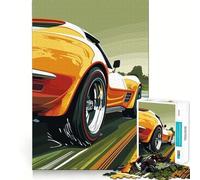 Puzzle da 1000 pezzi con Corvette arancione in corsa per adulti, gioco per allenare la mente, rilassante e divertente, idea regalo per le vacanze (38x52cm)