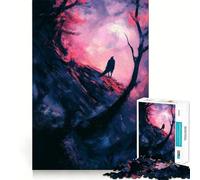 Puzzle da 1000 pezzi con corvo in una foresta oscura, ideale per adulti, per esercitare la mente, creare un legame familiare, con taglio di precisione e un regalo creativo (38x26cm)