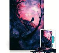 Puzzle da 1000 pezzi con corvo in una foresta oscura, ideale per adulti Un giocattolo intelligente e divertente per tutta la famiglia Taglio preciso, opera d'arte (38x52cm)