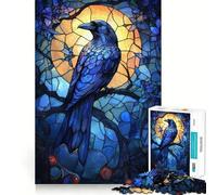 Puzzle da 1000 pezzi con corvo in una vetrata, per adulti e ragazzi, gioco di abilità, rilassante e divertente, con bordi precisi, ideale come regalo per le festività (38x26cm)