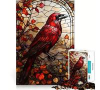 Puzzle da 1000 pezzi con corvo in vetro colorato, ideale per adolescenti, un gioco stimolante per la mente, perfetto per la casa, con incisioni nitide e un regalo speciale 38x26cm