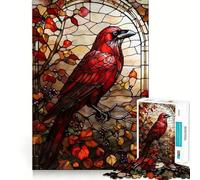 Puzzle da 1000 pezzi con corvo in vetro colorato per adolescenti, gioco stimolante per la mente, rilassante, con taglio preciso, da esporre 50x75cm