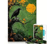 Puzzle da 1000 pezzi con corvo nero a schizzi per adolescenti, ideale per rafforzare la memoria, per un'esperienza rilassante e di qualità, perfetto come regalo di Babbo Natale 38x52cm